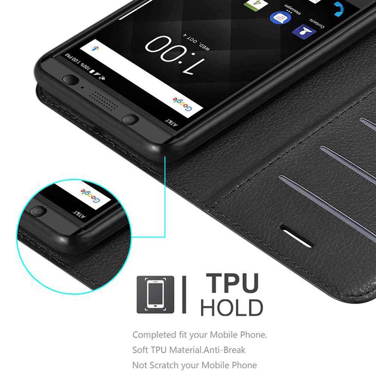 Cadorabo Hülle für Blackberry KEYONE Schutz Hülle in Schwarz Handyhülle Etui Case Cover Magnetverschluss