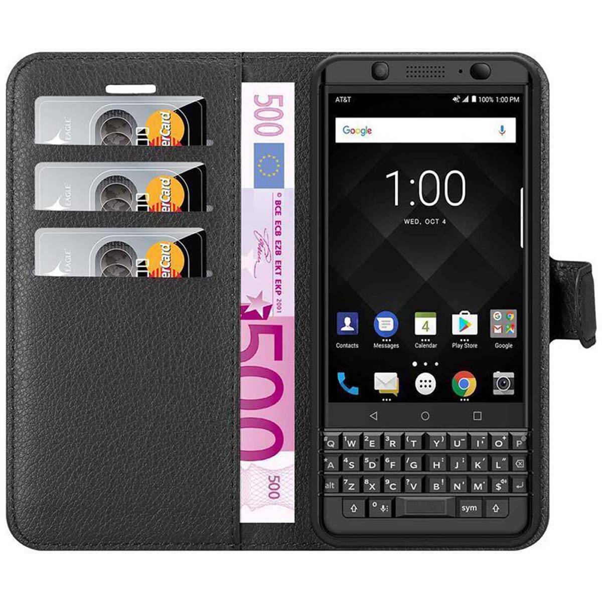 Cadorabo Hülle für Blackberry KEYONE Schutz Hülle in Schwarz Handyhülle Etui Case Cover Magnetverschluss