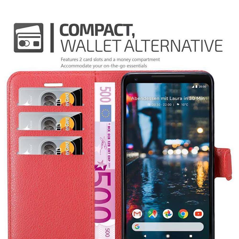 Cadorabo Hülle für Google PIXEL 2 XL Schutz Hülle in Rot Handyhülle Etui Case Cover Magnetverschluss
