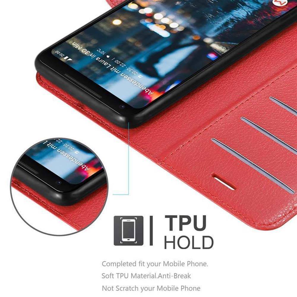 Cadorabo Hülle für Google PIXEL 2 XL Schutz Hülle in Rot Handyhülle Etui Case Cover Magnetverschluss