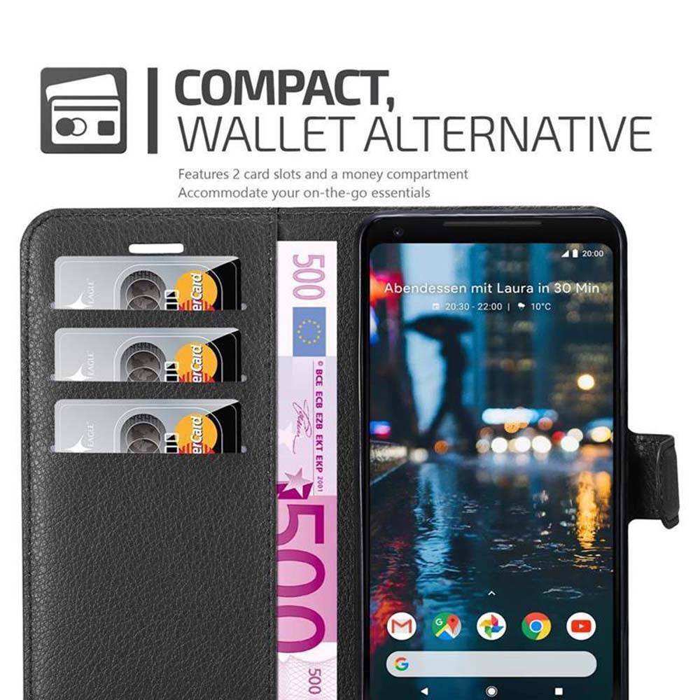 Cadorabo Hülle für Google PIXEL 2 XL Schutz Hülle in Schwarz Handyhülle Etui Case Cover Magnetverschluss