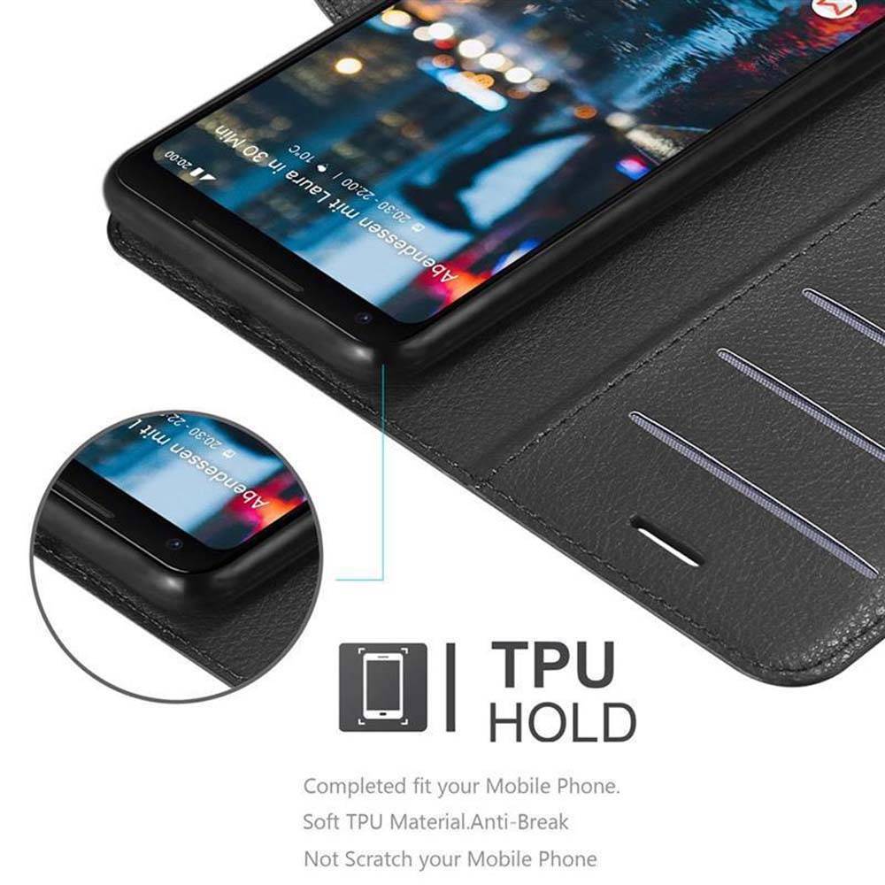 Cadorabo Hülle für Google PIXEL 2 XL Schutz Hülle in Schwarz Handyhülle Etui Case Cover Magnetverschluss