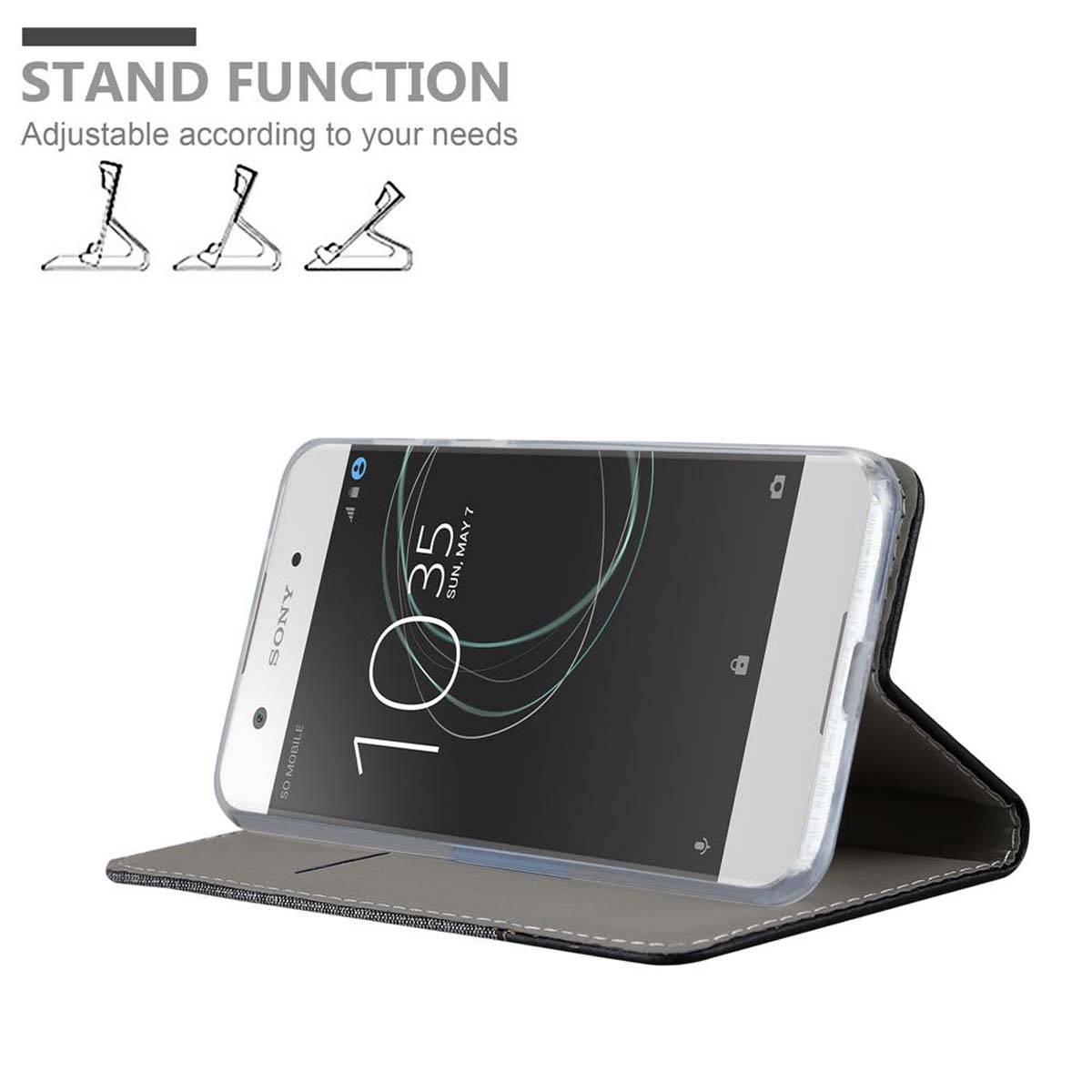 Cadorabo Hülle für Sony Xperia XA1 Schutzhülle in Grau Handy Hülle Etui Book Case Cover