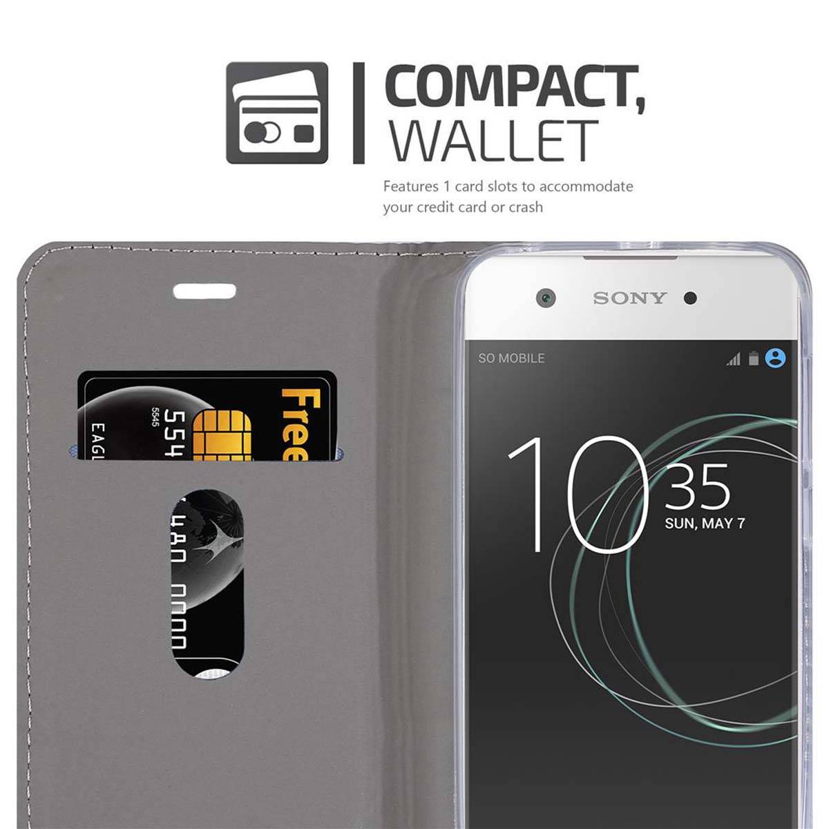 Cadorabo Hülle für Sony Xperia XA1 Schutzhülle in Grau Handy Hülle Etui Book Case Cover