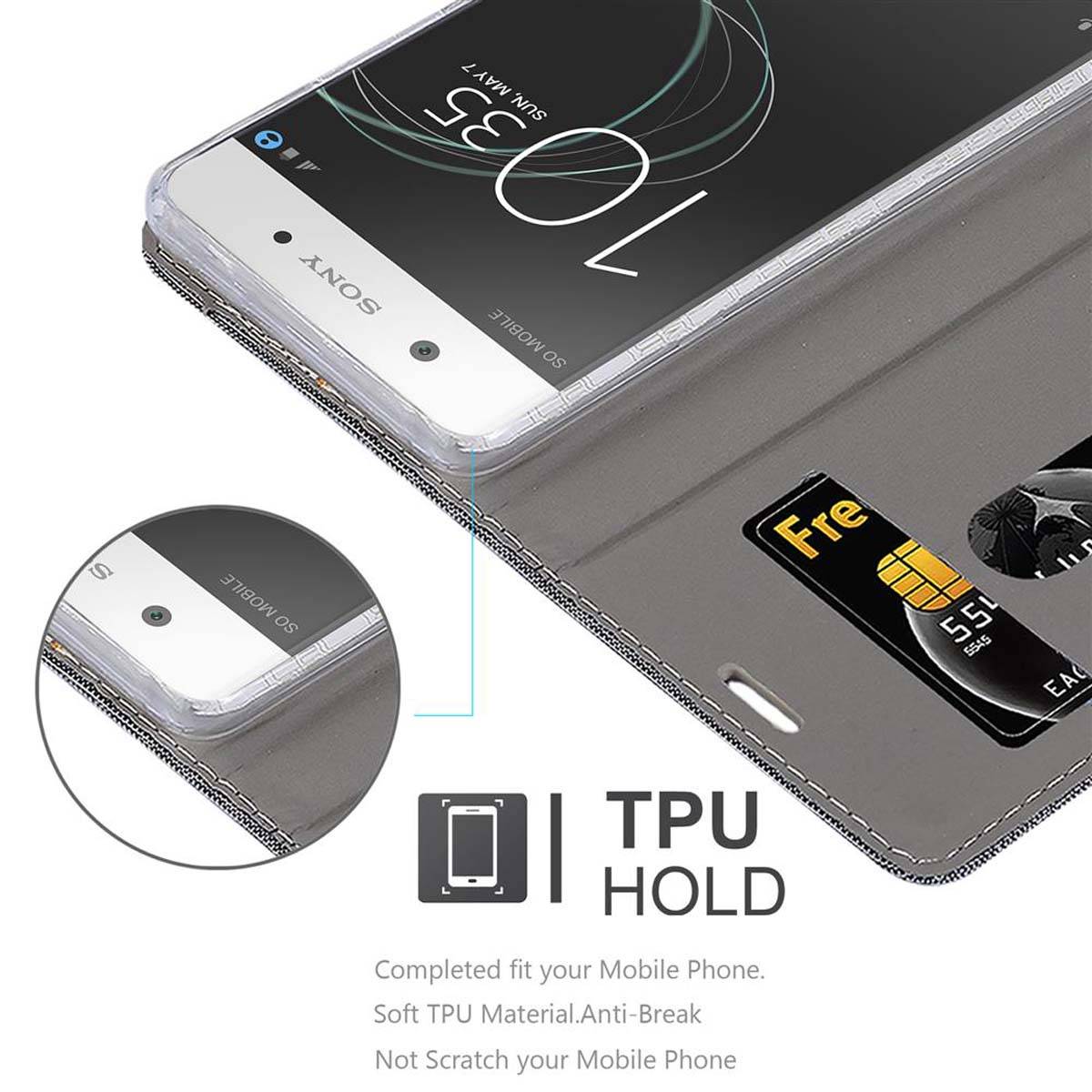 Cadorabo Hülle für Sony Xperia XA1 Schutzhülle in Grau Handy Hülle Etui Book Case Cover