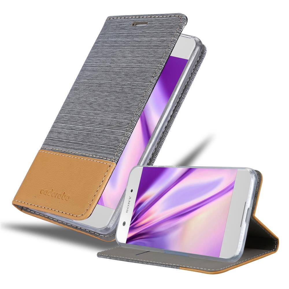 Cadorabo Hülle für Sony Xperia XA1 Schutzhülle in Grau Handy Hülle Etui Book Case Cover