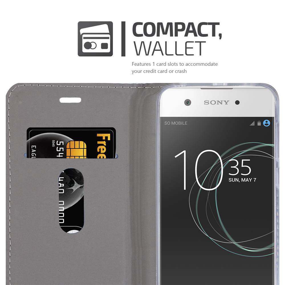 Cadorabo Hülle für Sony Xperia XA1 Schutzhülle in Grau Handy Hülle Etui Book Case Cover