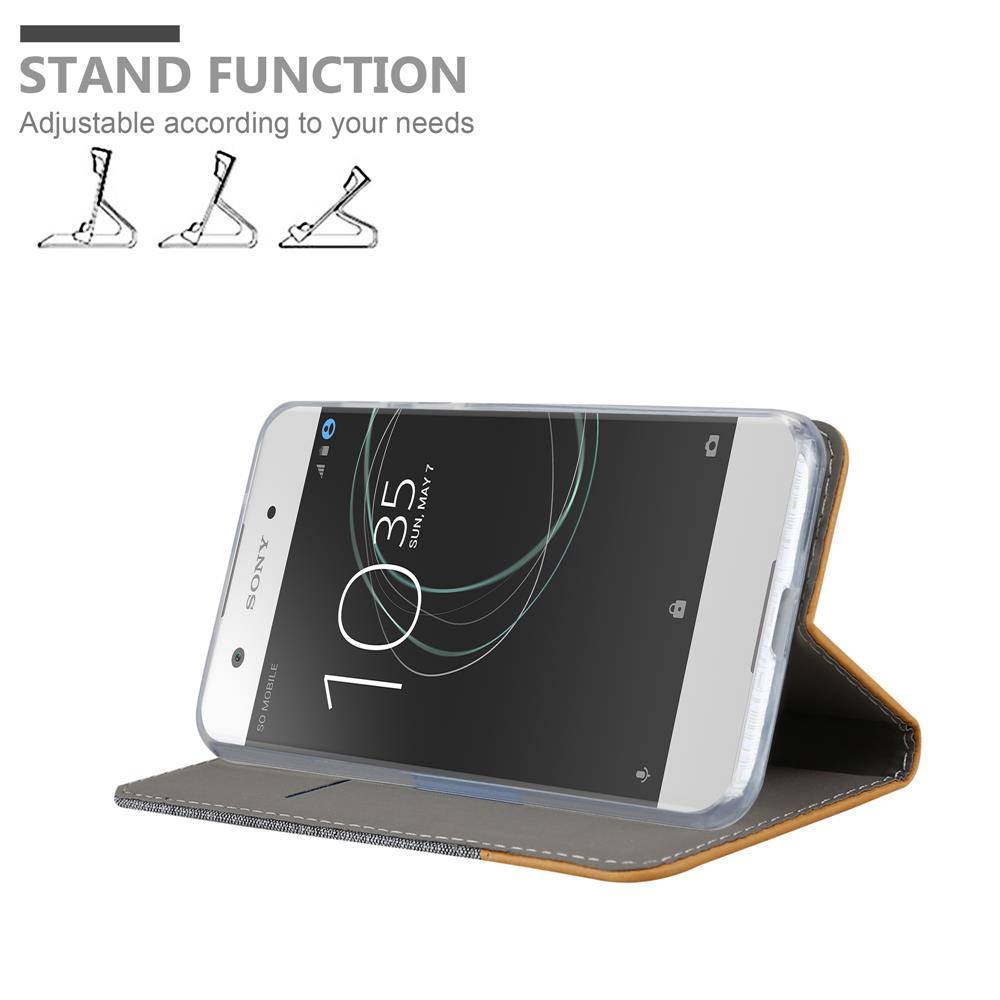 Cadorabo Hülle für Sony Xperia XA1 Schutzhülle in Grau Handy Hülle Etui Book Case Cover