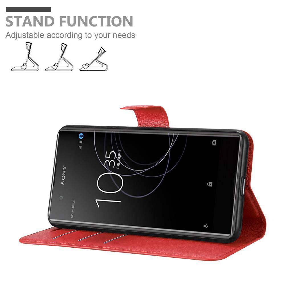 Cadorabo Hülle für Sony Xperia XA1 PLUS Schutz Hülle in Rot Handyhülle Etui Case Cover Magnetverschluss