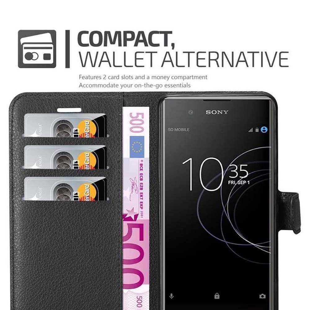 Cadorabo Hülle für Sony Xperia XA1 PLUS Schutz Hülle in Schwarz Handyhülle Etui Case Cover Magnetverschluss