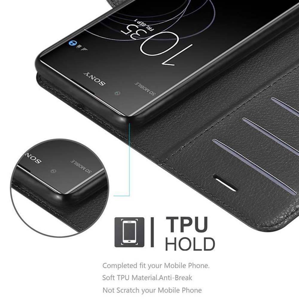 Cadorabo Hülle für Sony Xperia XA1 PLUS Schutz Hülle in Schwarz Handyhülle Etui Case Cover Magnetverschluss
