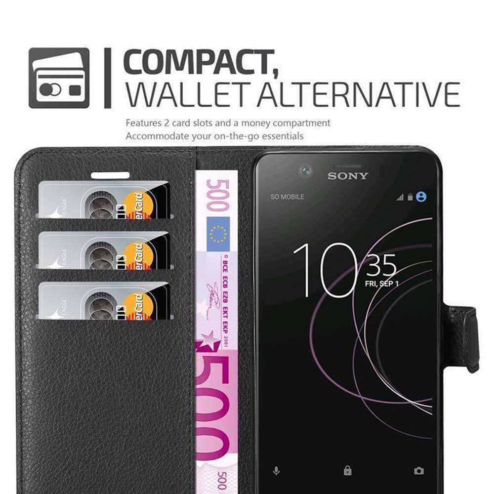 Cadorabo Hülle für Sony Xperia XZ1 COMPACT Schutz Hülle in Schwarz Handyhülle Etui Case Cover Magnetverschluss