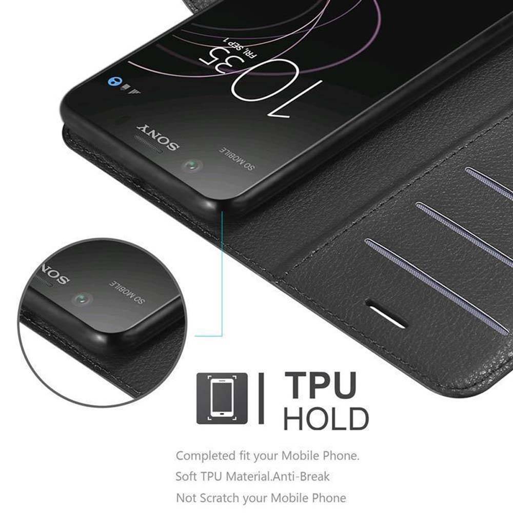 Cadorabo Hülle für Sony Xperia XZ1 COMPACT Schutz Hülle in Schwarz Handyhülle Etui Case Cover Magnetverschluss