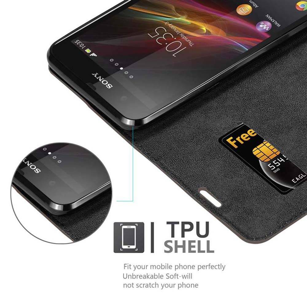 Cadorabo Hülle für Sony Xperia Z Schutz Hülle in Braun Handyhülle Etui Case Cover Magnetverschluss