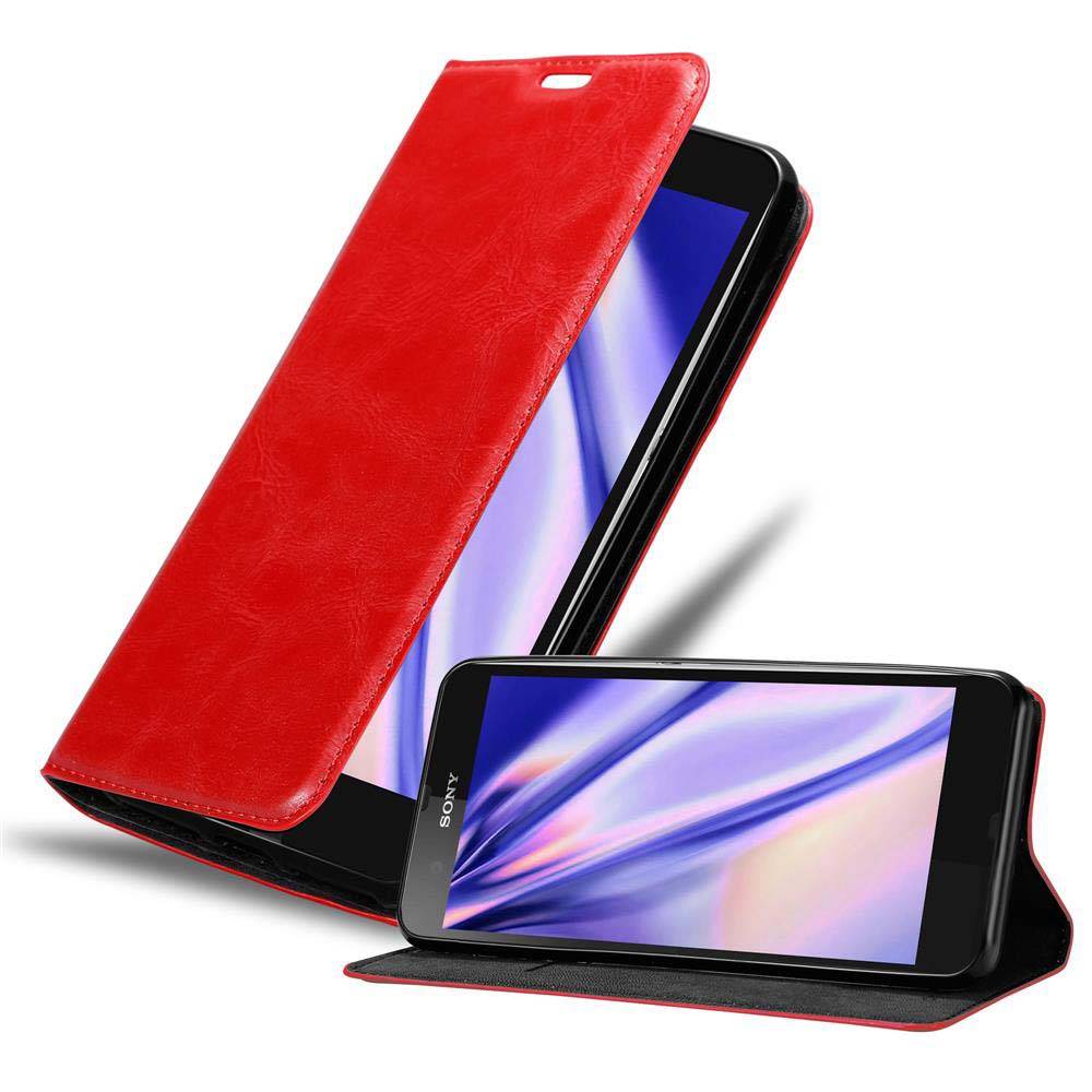 Cadorabo Hülle für Sony Xperia Z Schutz Hülle in Rot Handyhülle Etui Case Cover Magnetverschluss