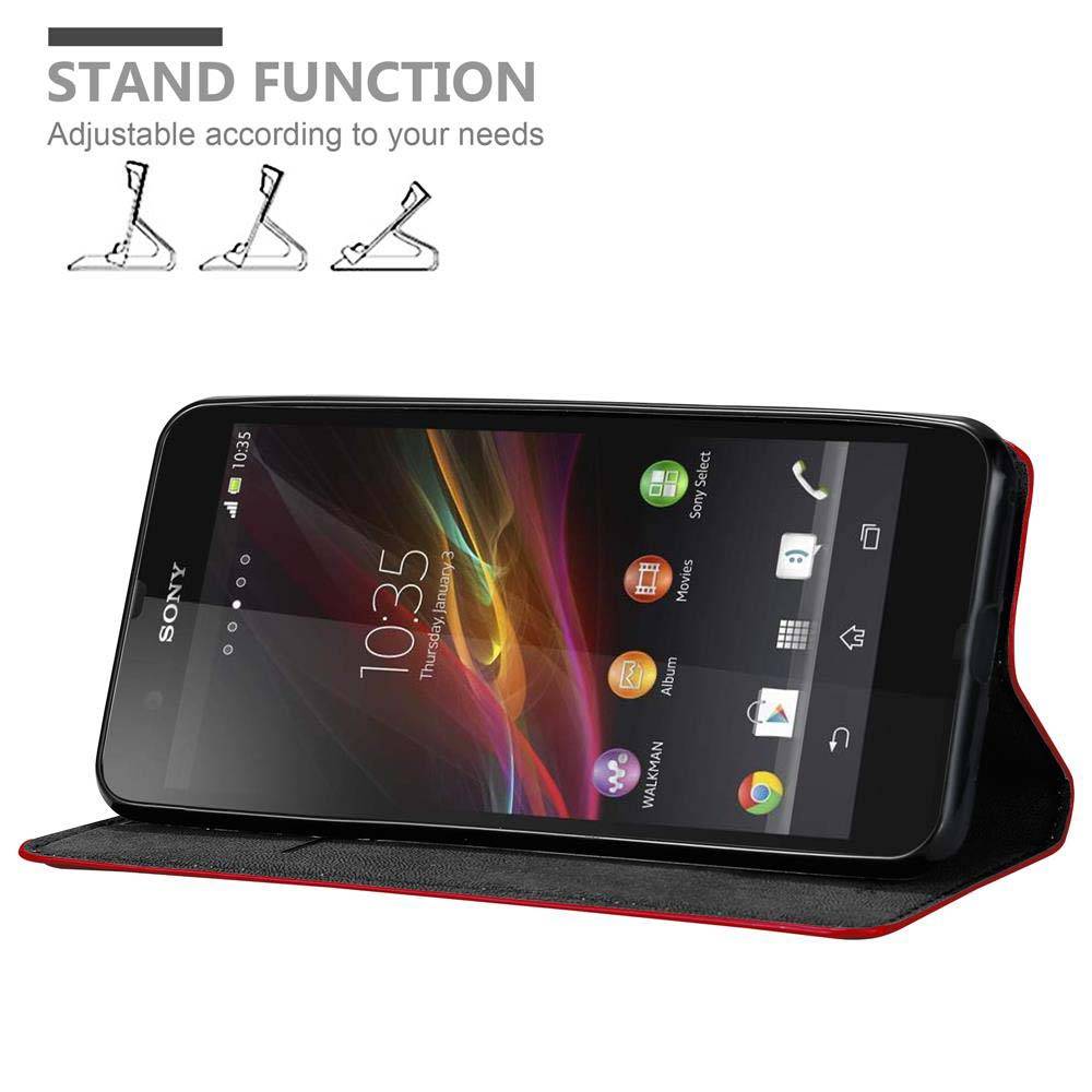 Cadorabo Hülle für Sony Xperia Z Schutz Hülle in Rot Handyhülle Etui Case Cover Magnetverschluss