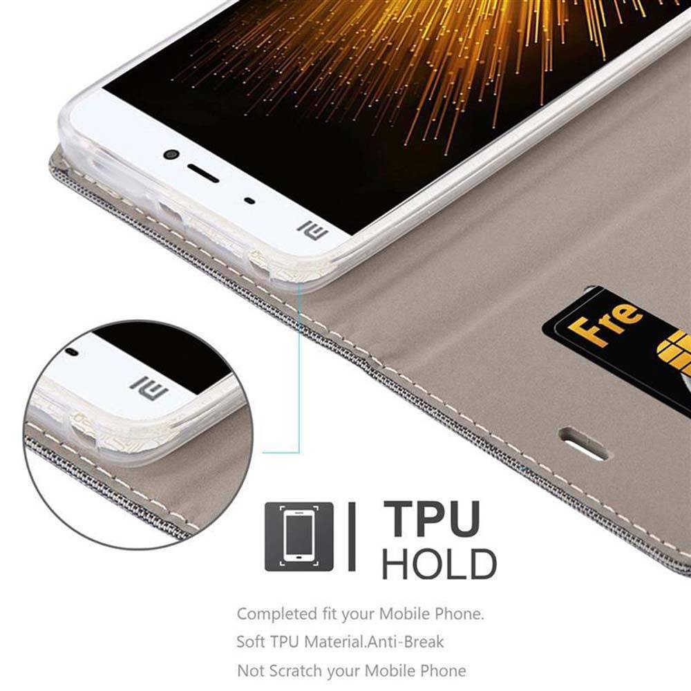 Cadorabo Hülle für Xiaomi Mi 5s Schutzhülle in Grau Handy Hülle Etui Book Case Cover
