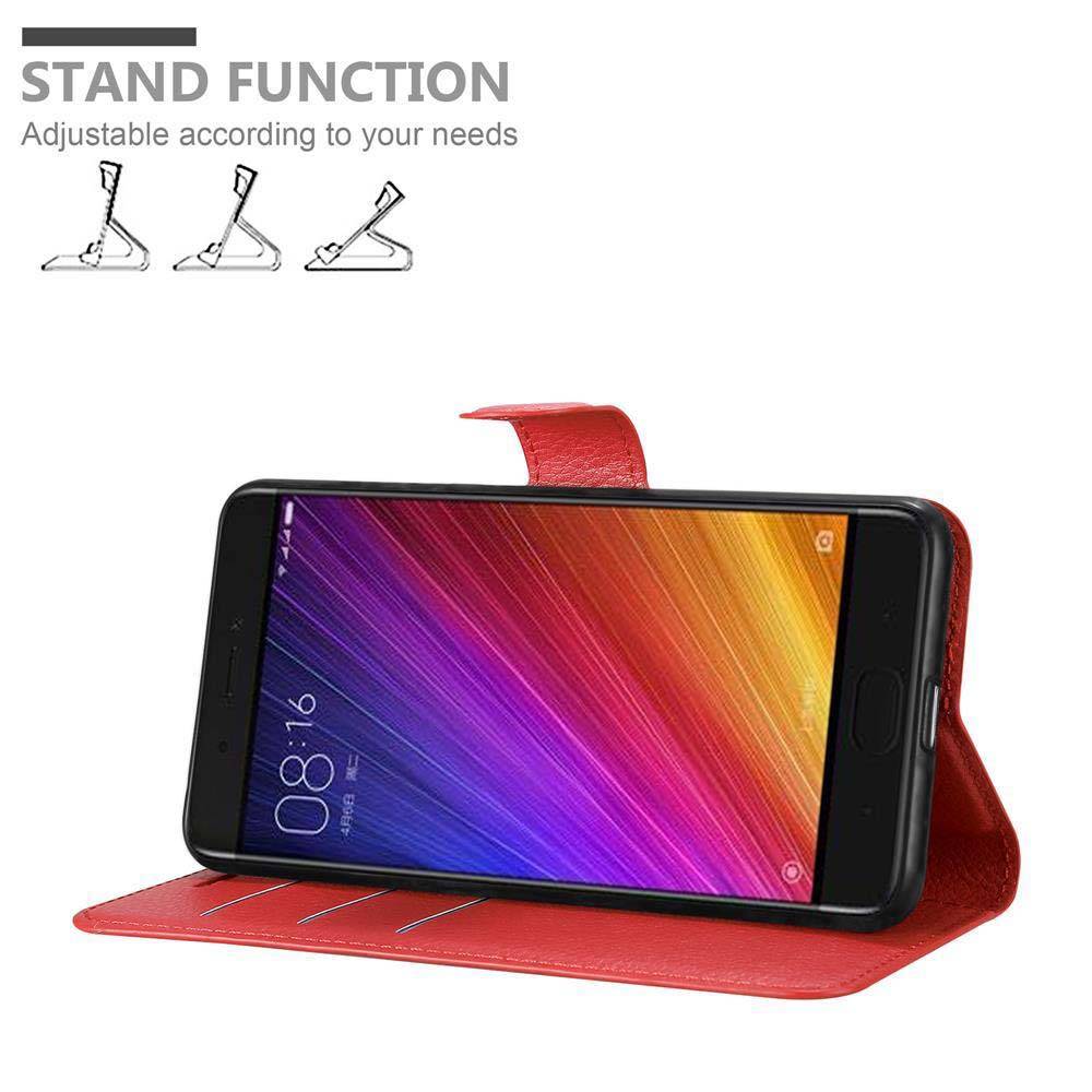 Cadorabo Hülle für Xiaomi Mi 5s Schutz Hülle in Rot Handyhülle Etui Case Cover Magnetverschluss