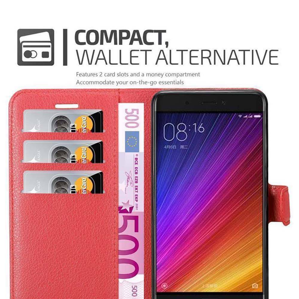 Cadorabo Hülle für Xiaomi Mi 5s Schutz Hülle in Rot Handyhülle Etui Case Cover Magnetverschluss