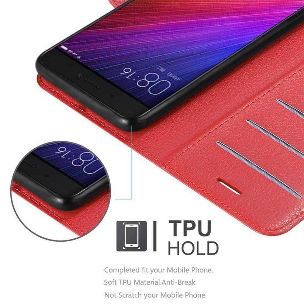 Cadorabo Hülle für Xiaomi Mi 5s Schutz Hülle in Rot Handyhülle Etui Case Cover Magnetverschluss