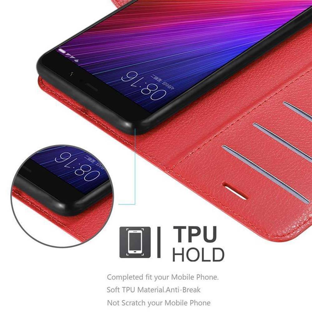 Cadorabo Hülle für Xiaomi Mi 5s PLUS Schutz Hülle in Rot Handyhülle Etui Case Cover Magnetverschluss