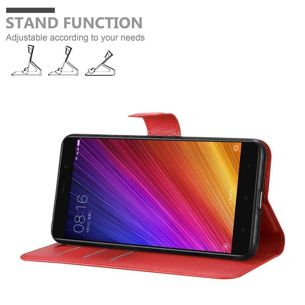 Cadorabo Hülle für Xiaomi Mi 5s PLUS Schutz Hülle in Rot Handyhülle Etui Case Cover Magnetverschluss
