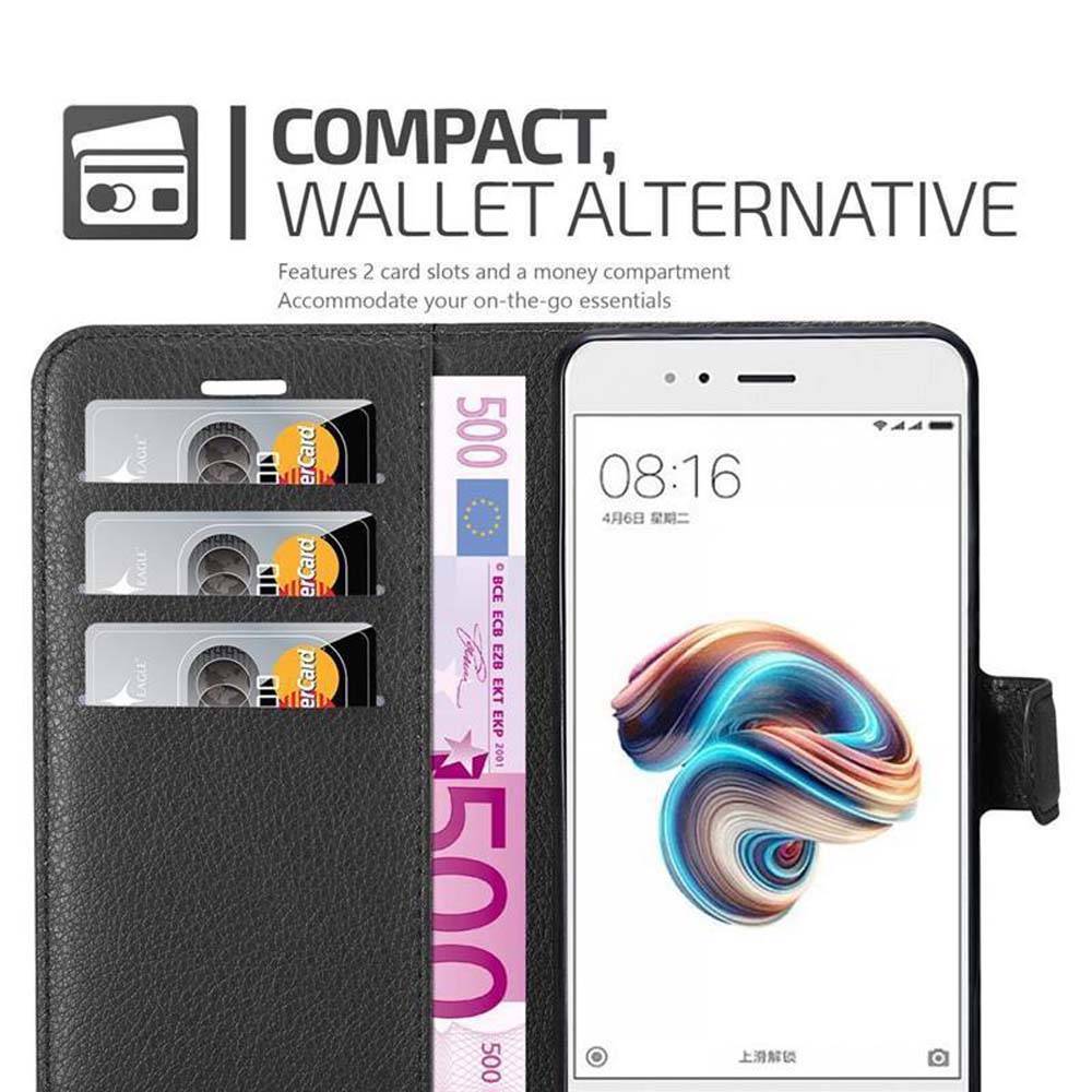 Cadorabo Hülle für Xiaomi Mi A1 / Mi 5X Schutz Hülle in Schwarz Handyhülle Etui Case Cover Magnetverschluss