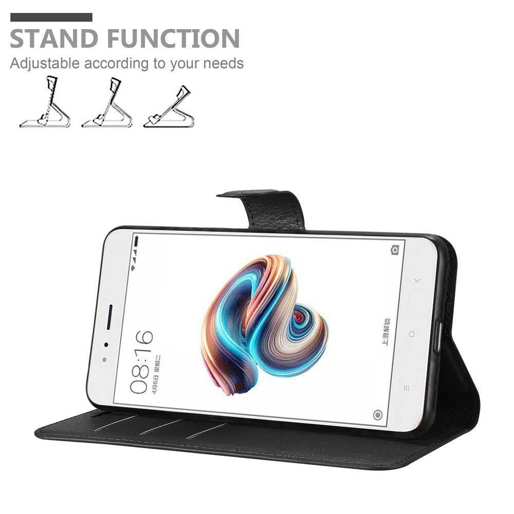 Cadorabo Hülle für Xiaomi Mi A1 / Mi 5X Schutz Hülle in Schwarz Handyhülle Etui Case Cover Magnetverschluss