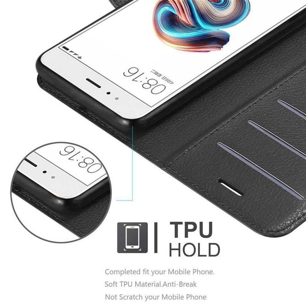 Cadorabo Hülle für Xiaomi Mi A1 / Mi 5X Schutz Hülle in Schwarz Handyhülle Etui Case Cover Magnetverschluss