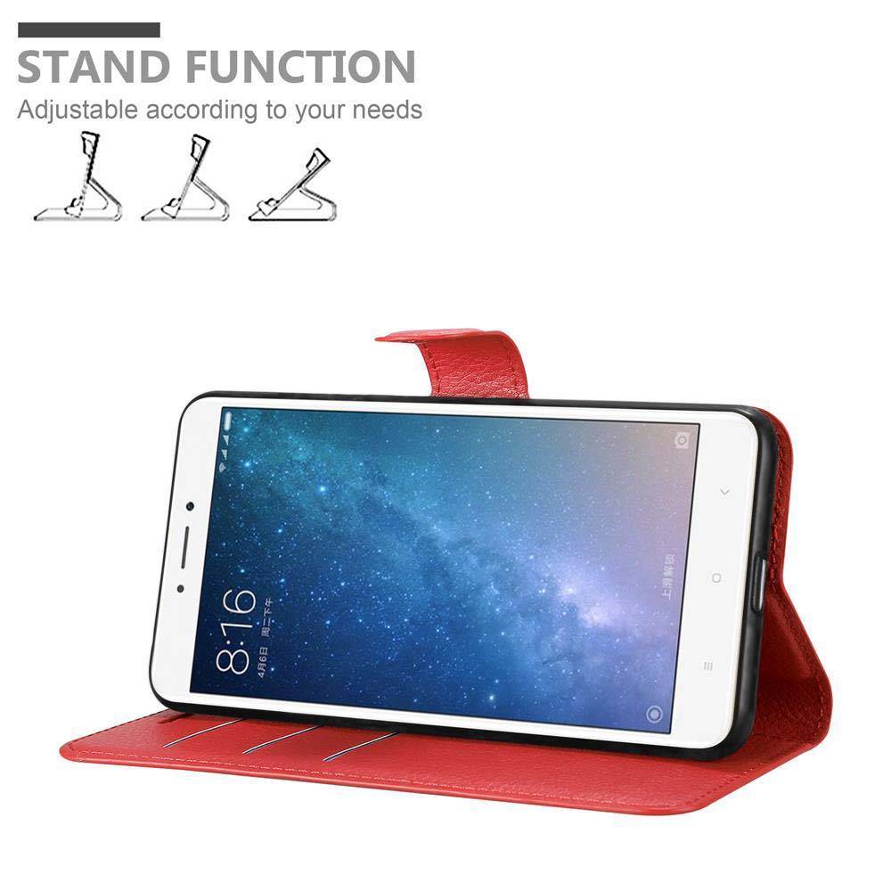 Cadorabo Hülle für Xiaomi Mi MAX 2 Schutz Hülle in Rot Handyhülle Etui Case Cover Magnetverschluss