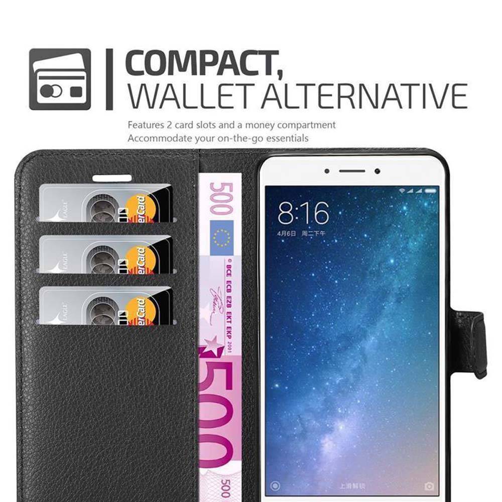 Cadorabo Hülle für Xiaomi Mi MAX 2 Schutz Hülle in Schwarz Handyhülle Etui Case Cover Magnetverschluss