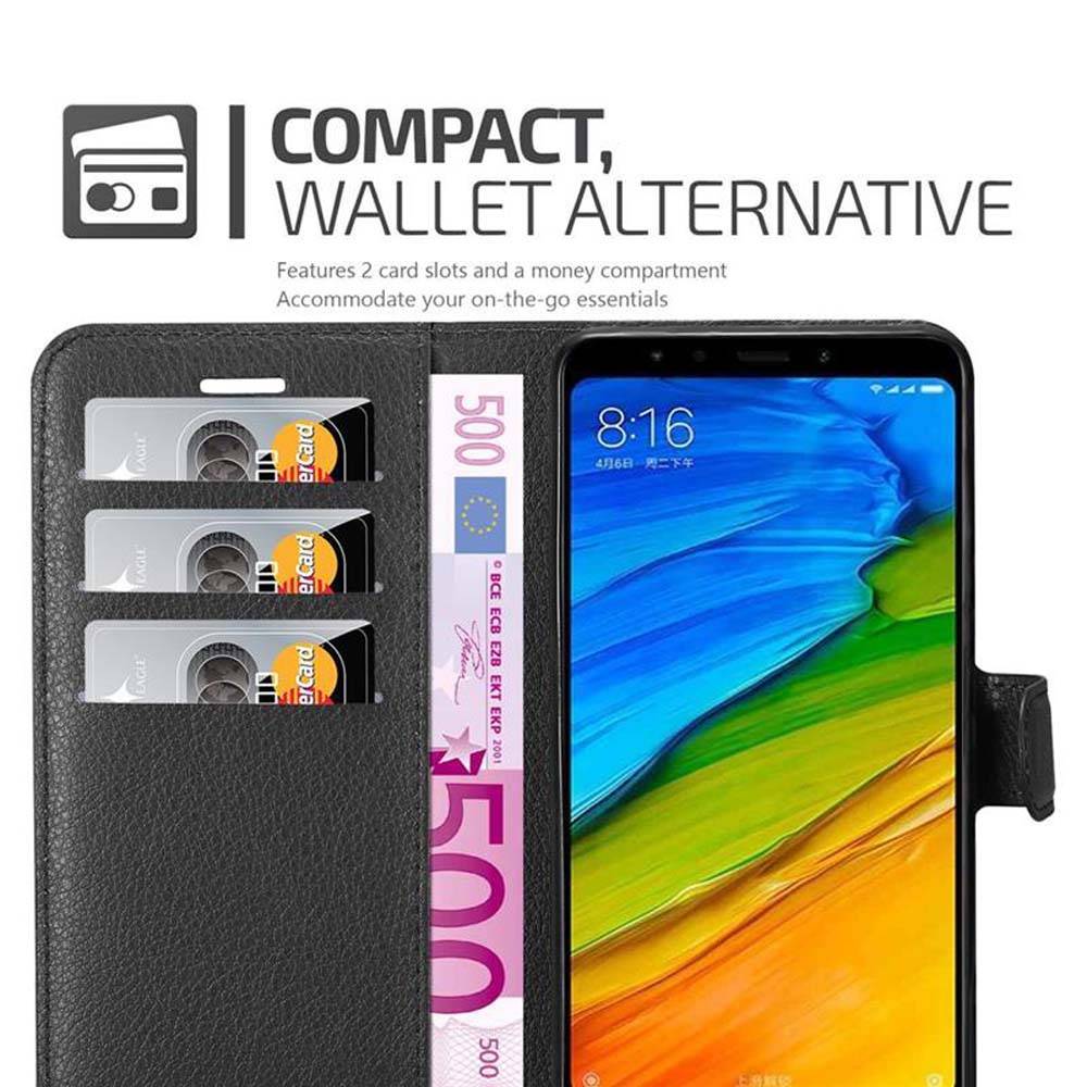 Cadorabo Hülle für Xiaomi RedMi NOTE 5 Schutz Hülle in Schwarz Handyhülle Etui Case Cover Magnetverschluss