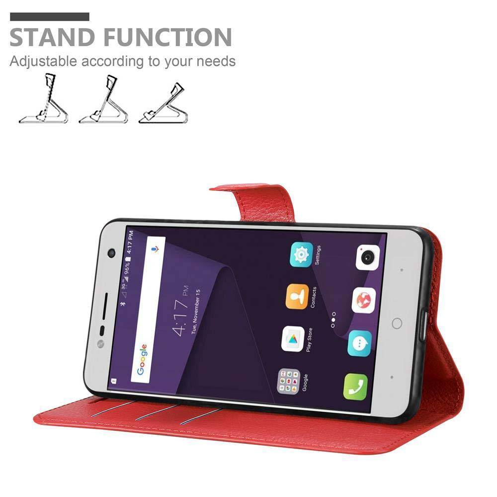 Cadorabo Hülle für ZTE Blade V8 MINI Schutz Hülle in Rot Handyhülle Etui Case Cover Magnetverschluss