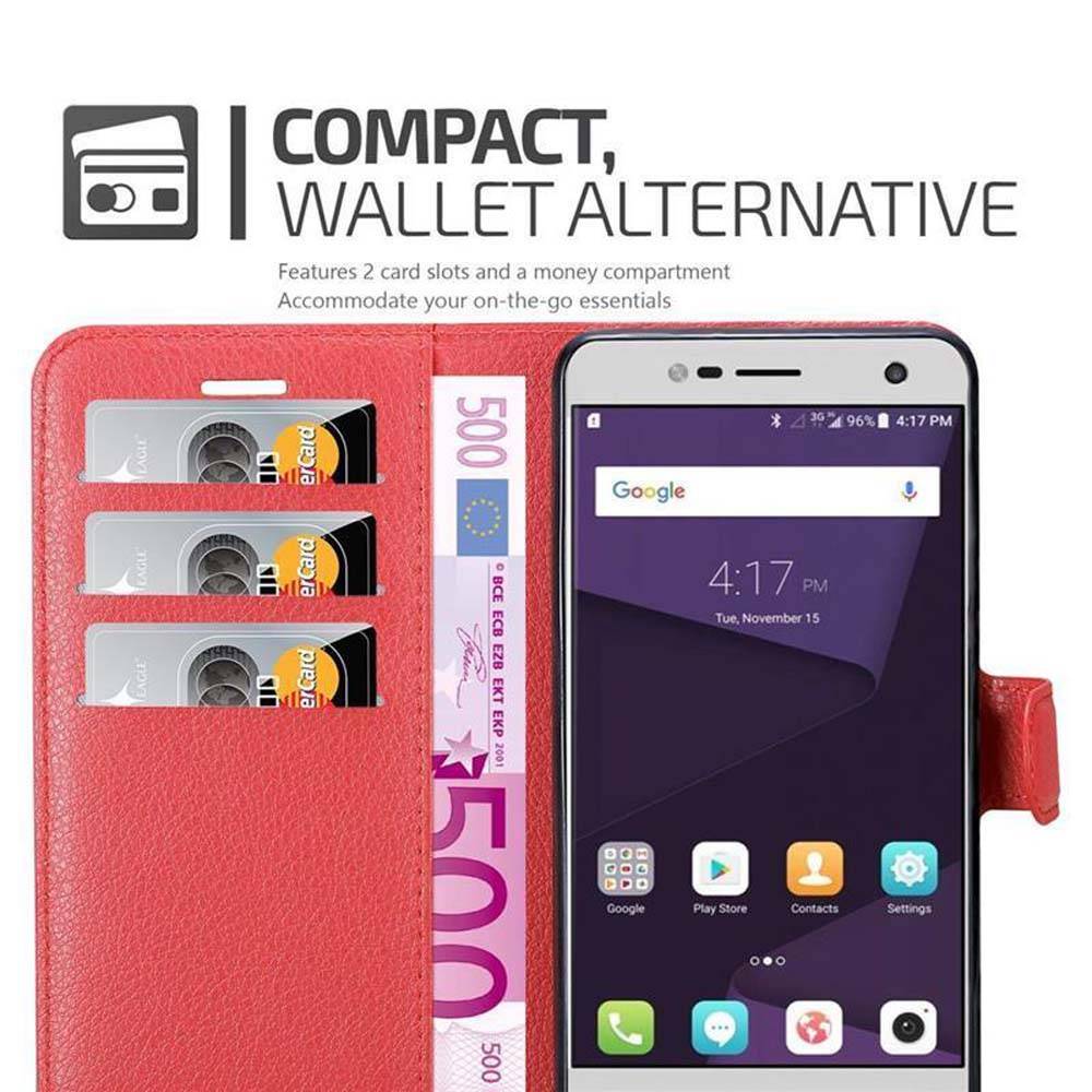 Cadorabo Hülle für ZTE Blade V8 MINI Schutz Hülle in Rot Handyhülle Etui Case Cover Magnetverschluss