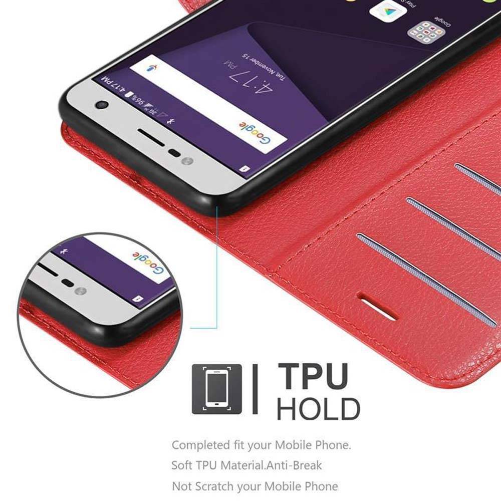 Cadorabo Hülle für ZTE Blade V8 MINI Schutz Hülle in Rot Handyhülle Etui Case Cover Magnetverschluss