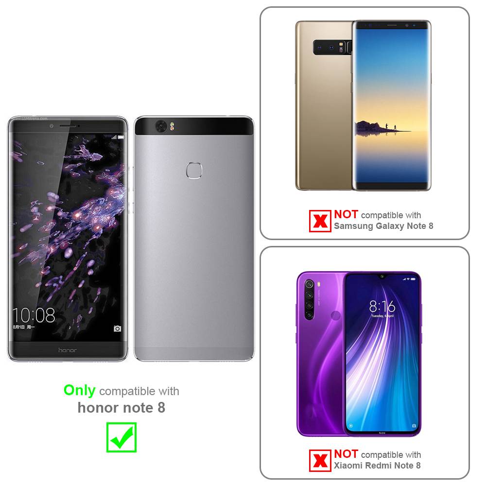 Cadorabo Panzerfolie für Honor NOTE 8 Schutzfolie in Schwarz Vollbild Folie Tempered Display Schutzglas
