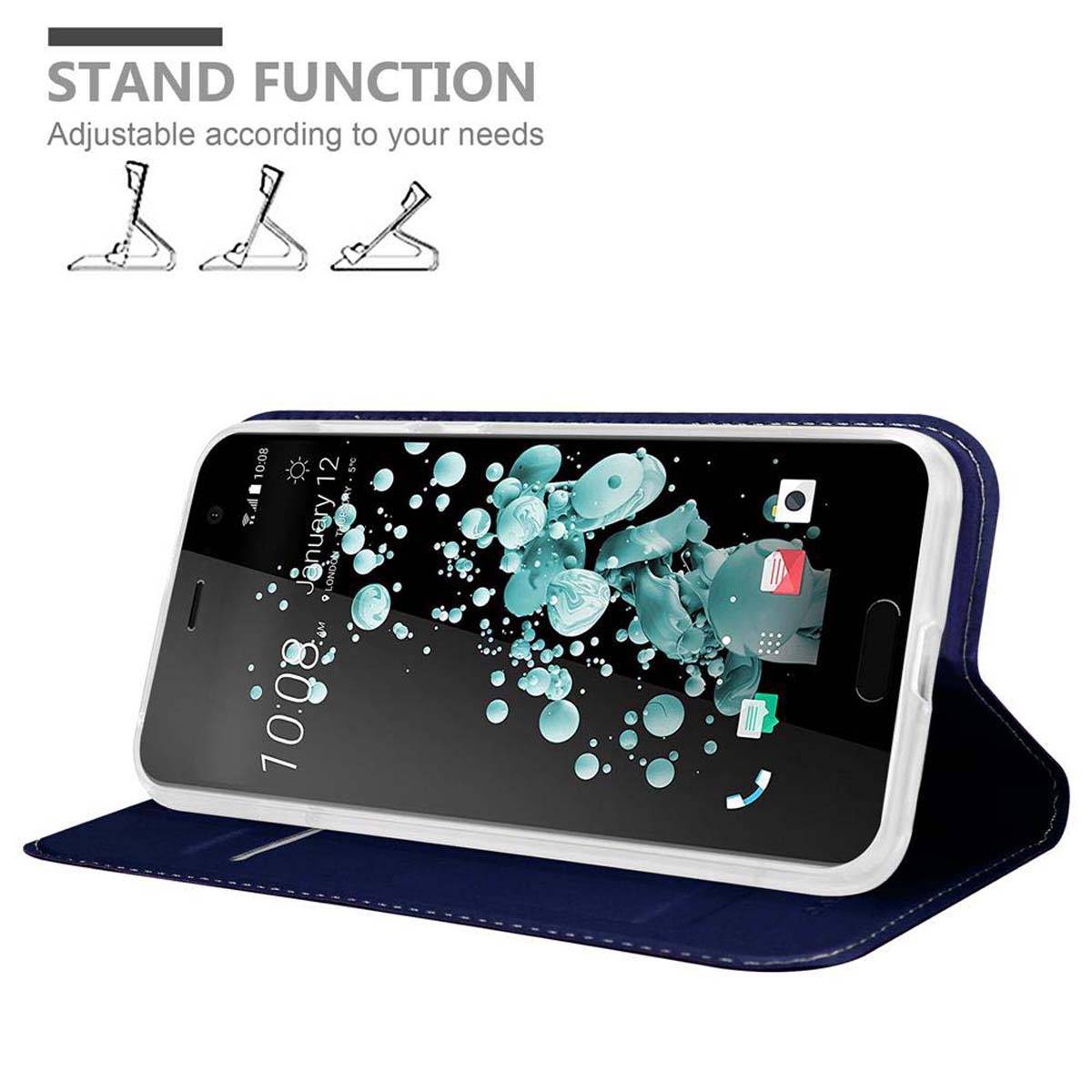 Cadorabo Handyhülle für HTC U PLAY Schutz Hülle in Blau Cover Etui Book Case Booklet