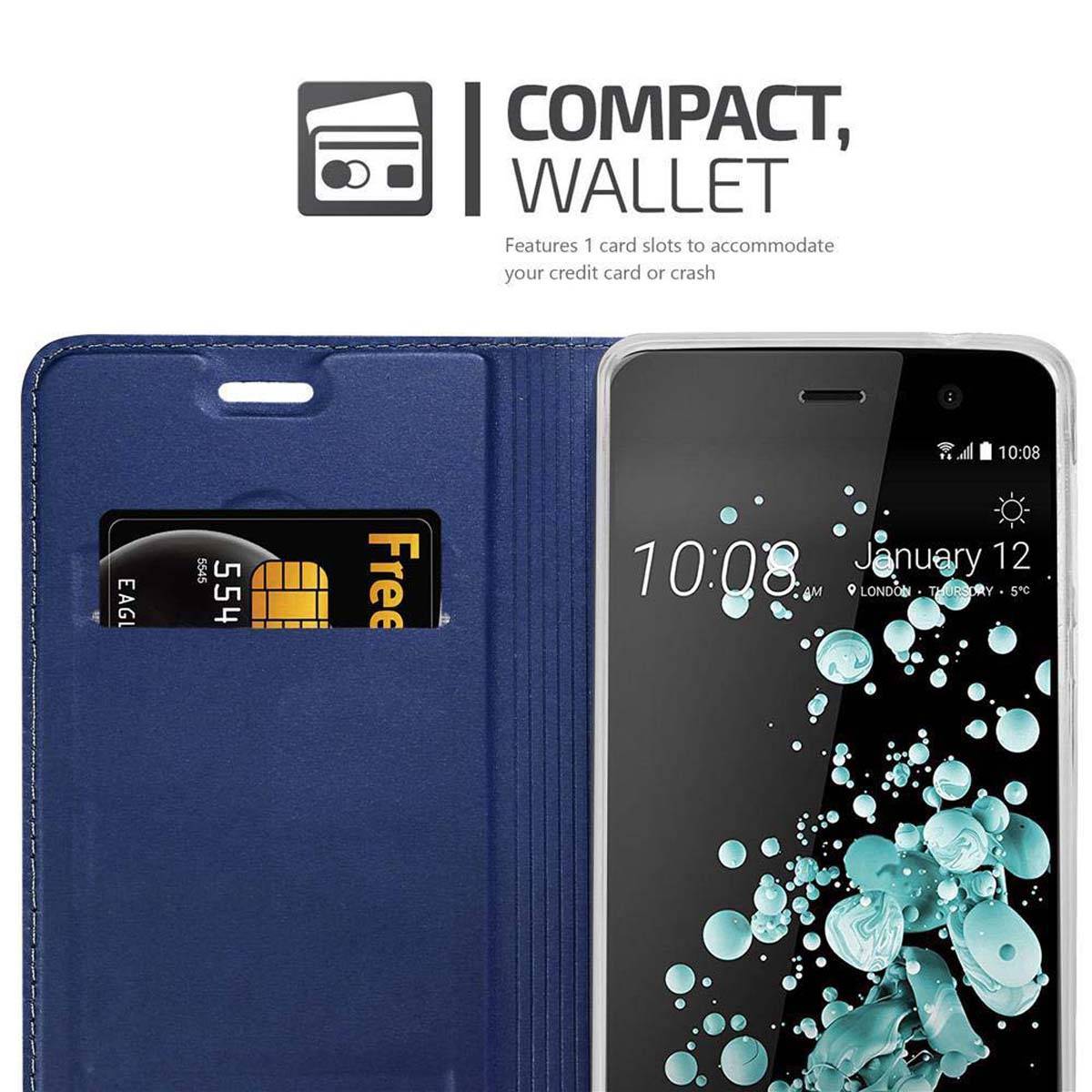 Cadorabo Handyhülle für HTC U PLAY Schutz Hülle in Blau Cover Etui Book Case Booklet