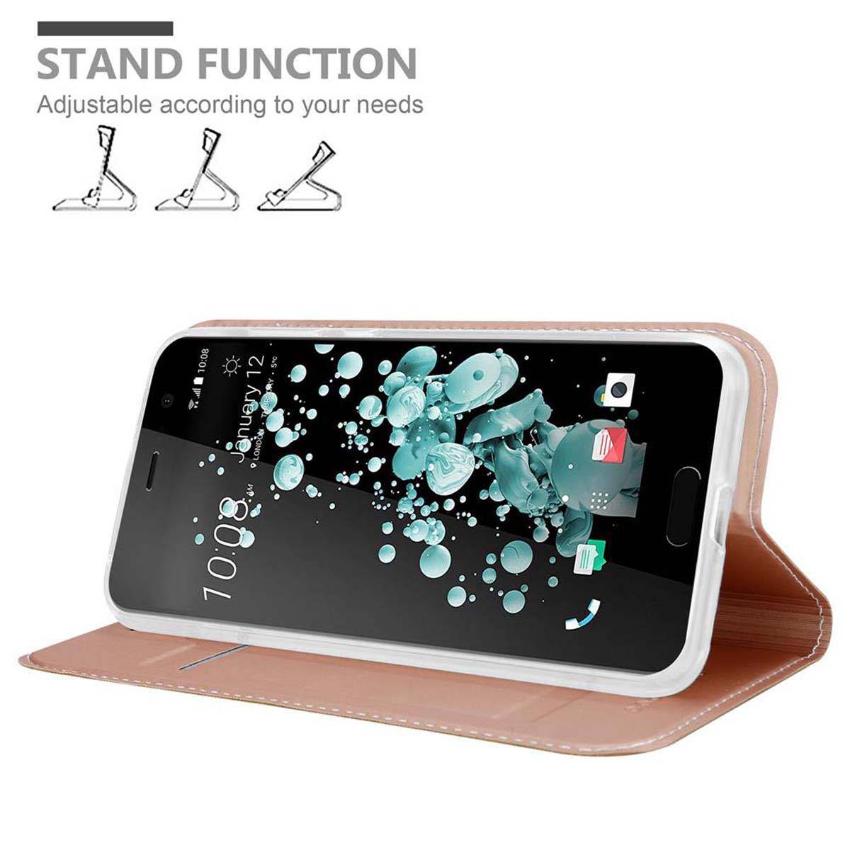 Cadorabo Handyhülle für HTC U PLAY Schutz Hülle in Rosa Cover Etui Book Case Booklet