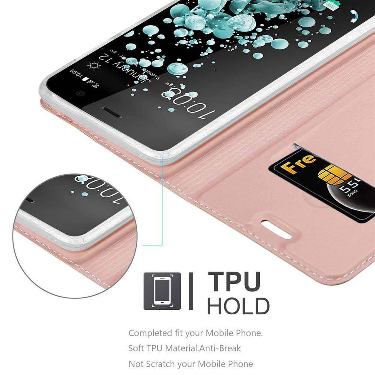 Cadorabo Handyhülle für HTC U PLAY Schutz Hülle in Rosa Cover Etui Book Case Booklet