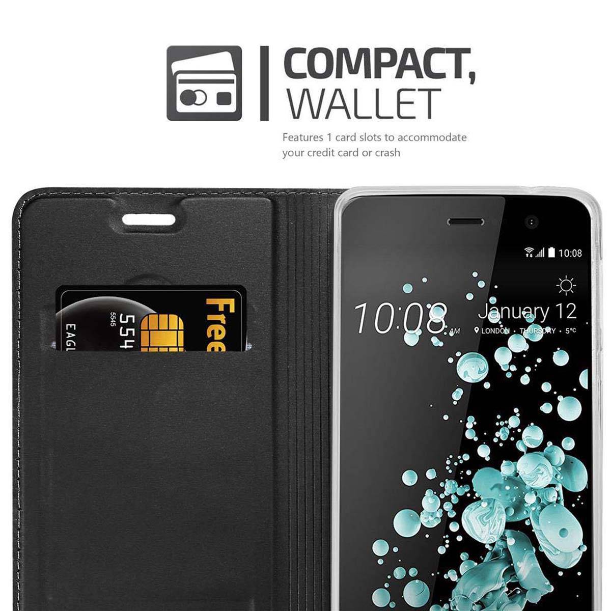 Cadorabo Handyhülle für HTC U PLAY Schutz Hülle in Schwarz Cover Etui Book Case Booklet