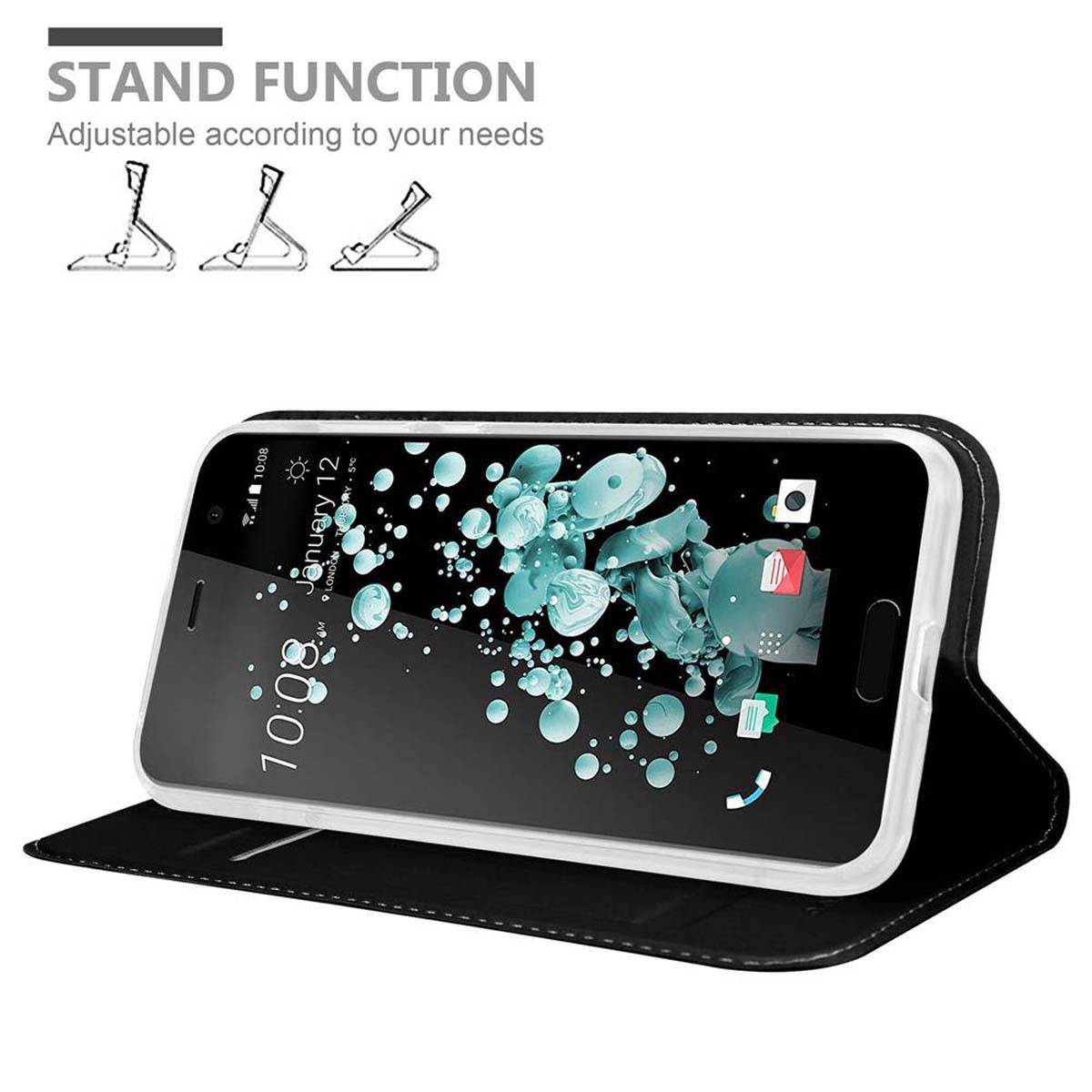 Cadorabo Handyhülle für HTC U PLAY Schutz Hülle in Schwarz Cover Etui Book Case Booklet