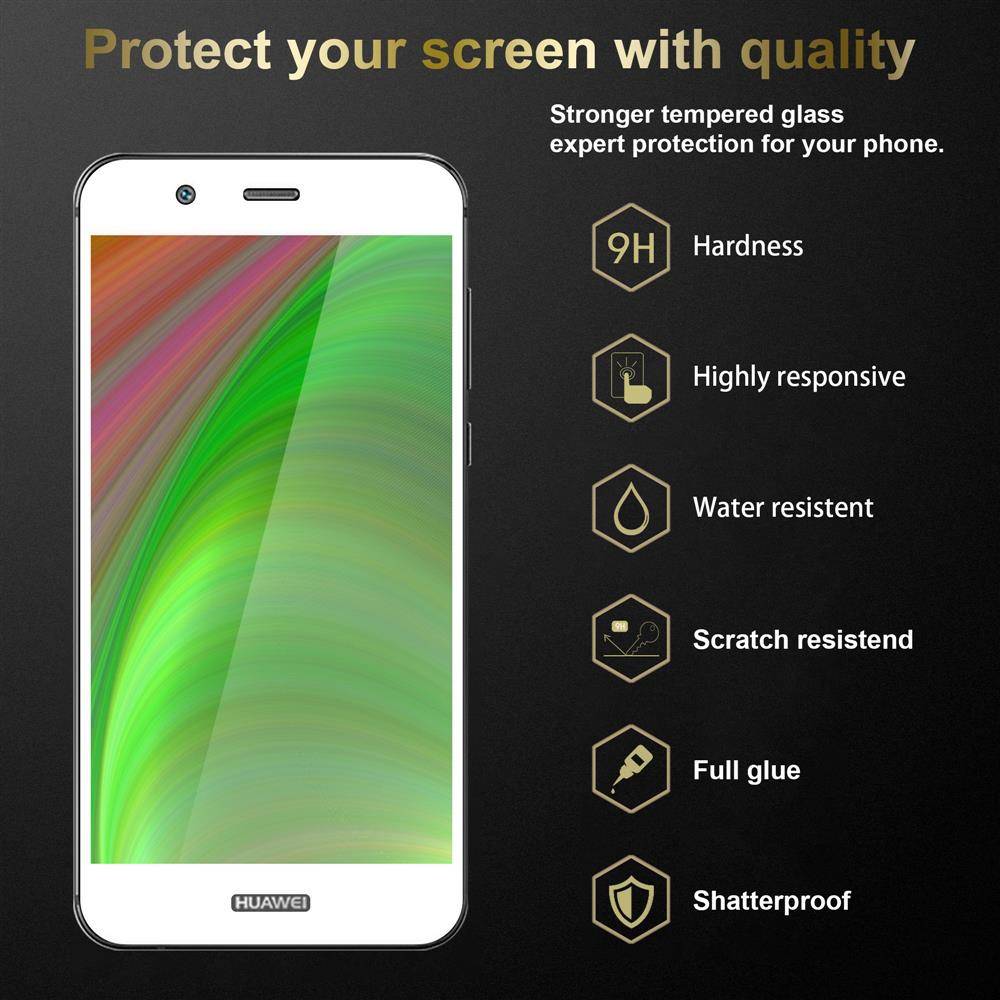 Cadorabo Panzerfolie für Huawei NOVA 2 PLUS Schutzfolie in Schwarz Vollbild Folie Tempered Display Schutzglas