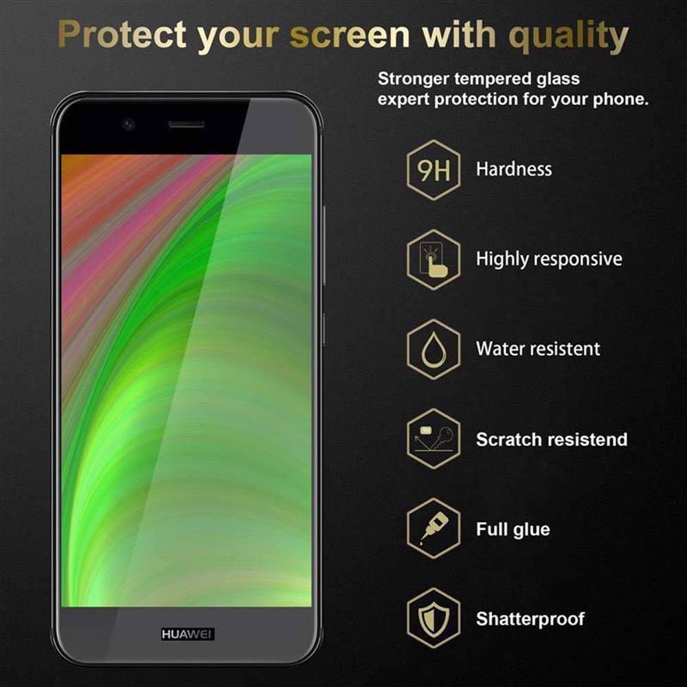 Cadorabo Panzerfolie für Huawei NOVA 2 Schutzfolie in Schwarz Vollbild Folie Tempered Display Schutzglas
