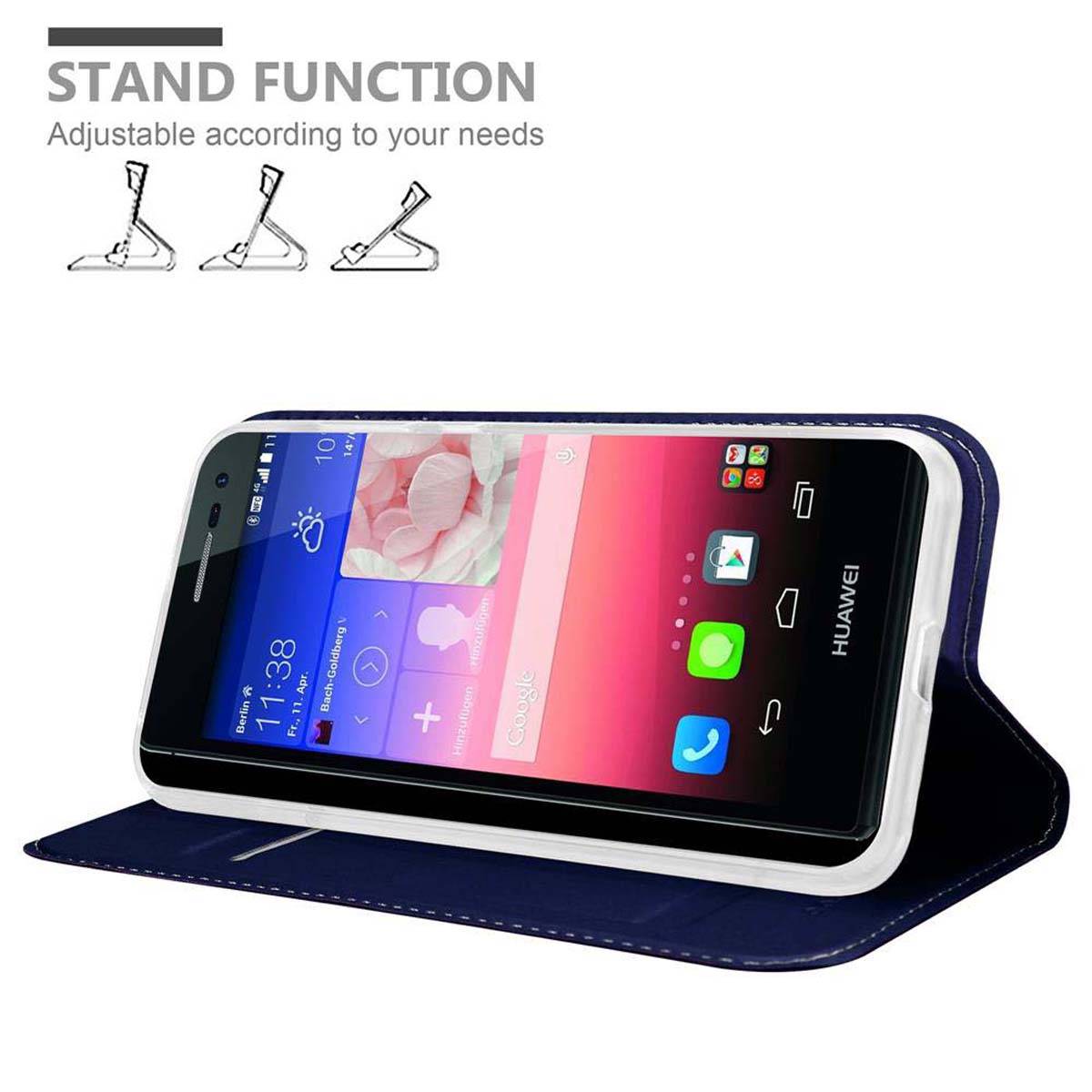 Cadorabo Handyhülle für Huawei ASCEND P7 Schutz Hülle in Blau Cover Etui Book Case Booklet