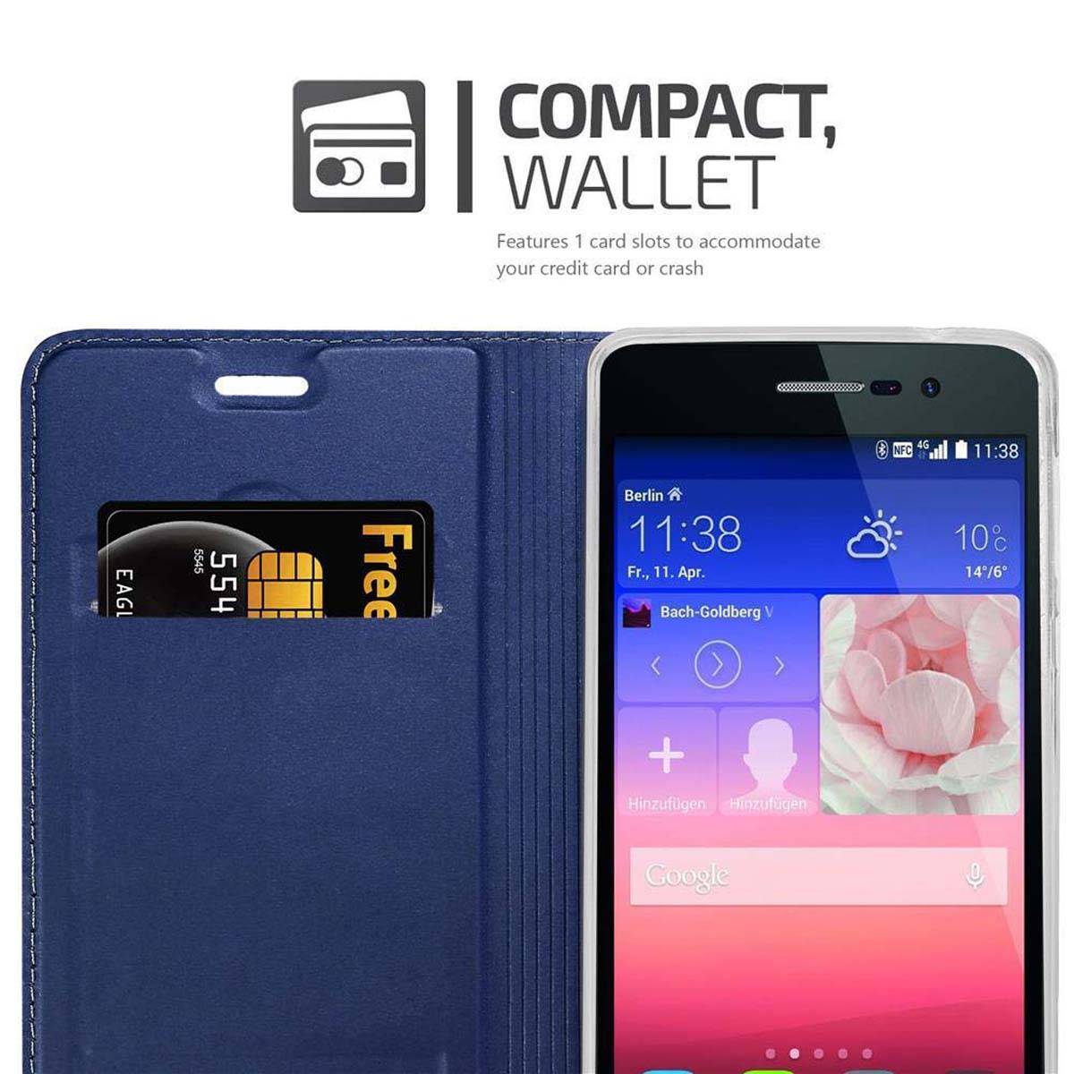 Cadorabo Handyhülle für Huawei ASCEND P7 Schutz Hülle in Blau Cover Etui Book Case Booklet