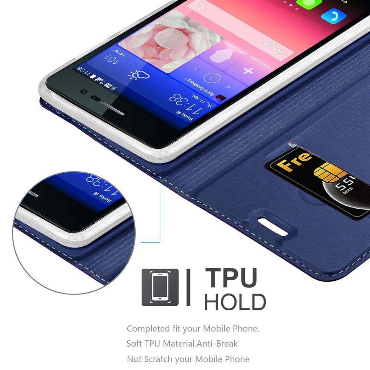 Cadorabo Handyhülle für Huawei ASCEND P7 Schutz Hülle in Blau Cover Etui Book Case Booklet