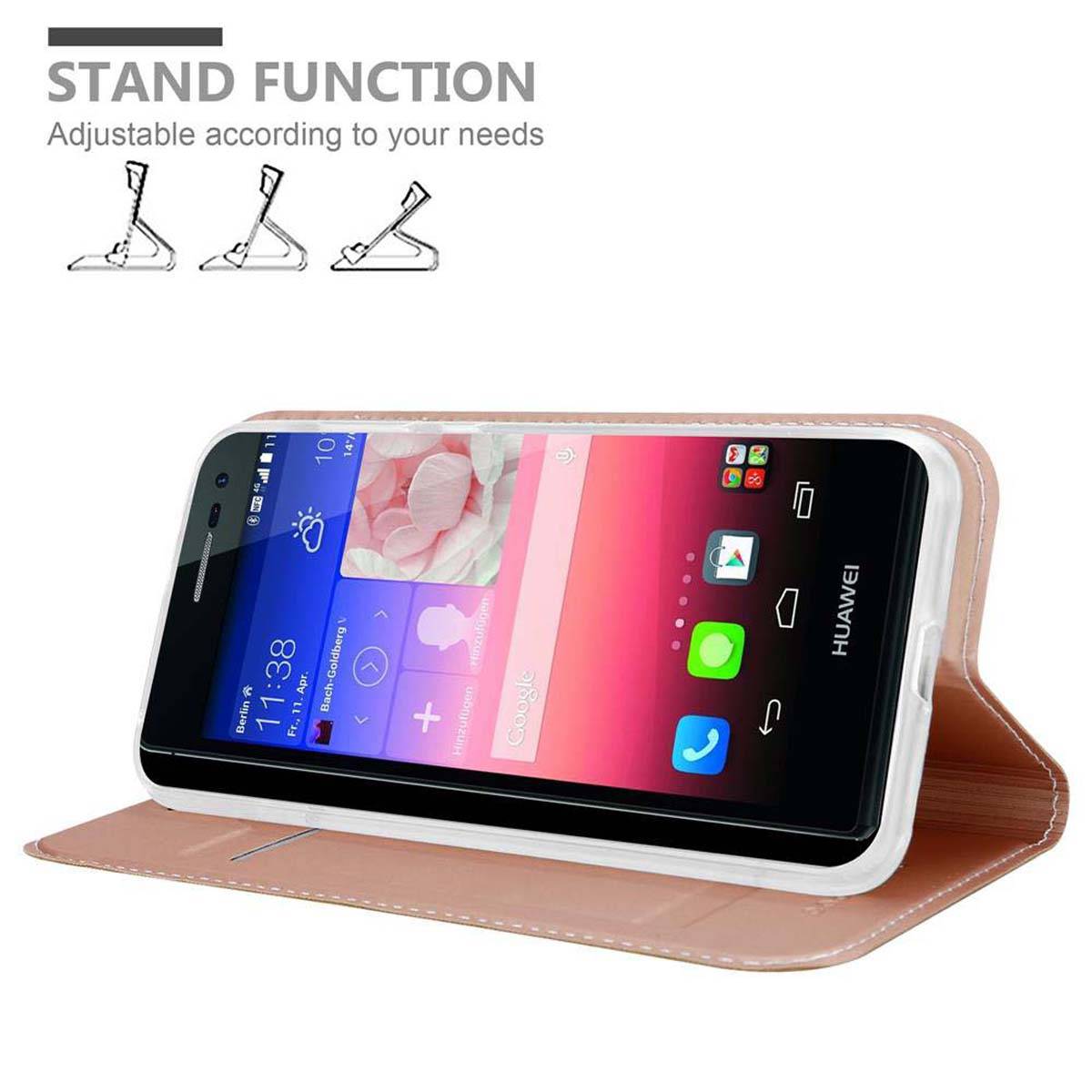 Cadorabo Handyhülle für Huawei ASCEND P7 Schutz Hülle in Rosa Cover Etui Book Case Booklet