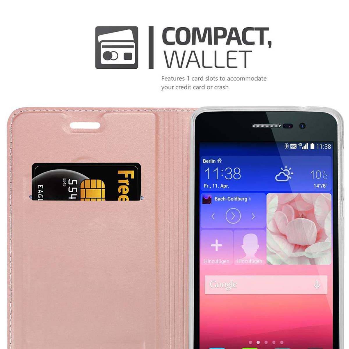 Cadorabo Handyhülle für Huawei ASCEND P7 Schutz Hülle in Rosa Cover Etui Book Case Booklet