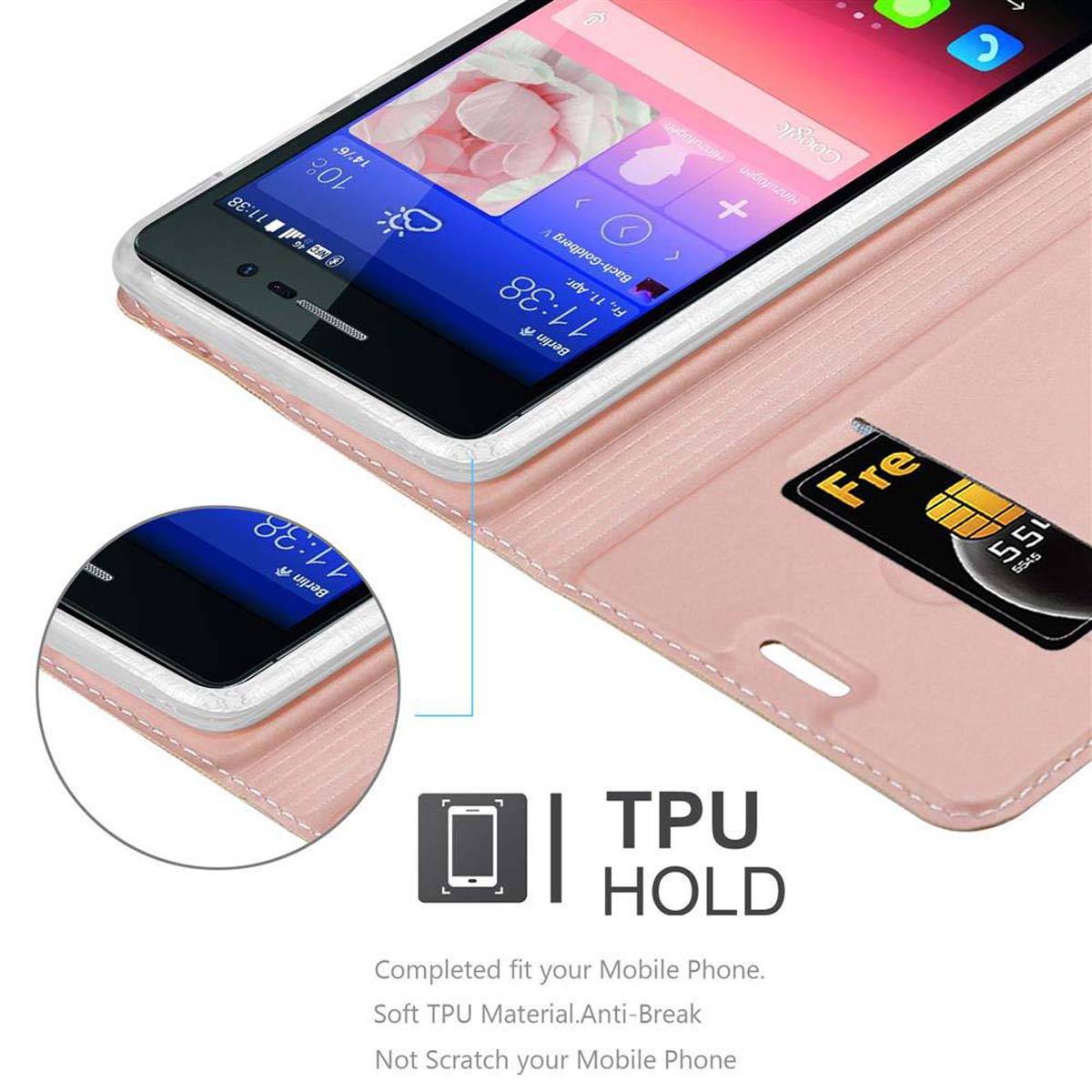 Cadorabo Handyhülle für Huawei ASCEND P7 Schutz Hülle in Rosa Cover Etui Book Case Booklet
